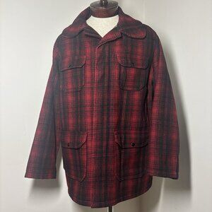 VTG‎ Woolrich Mackinaw Red Plaid Wool Hunting Jacket 503 Men’s Sz 44 Made In USA